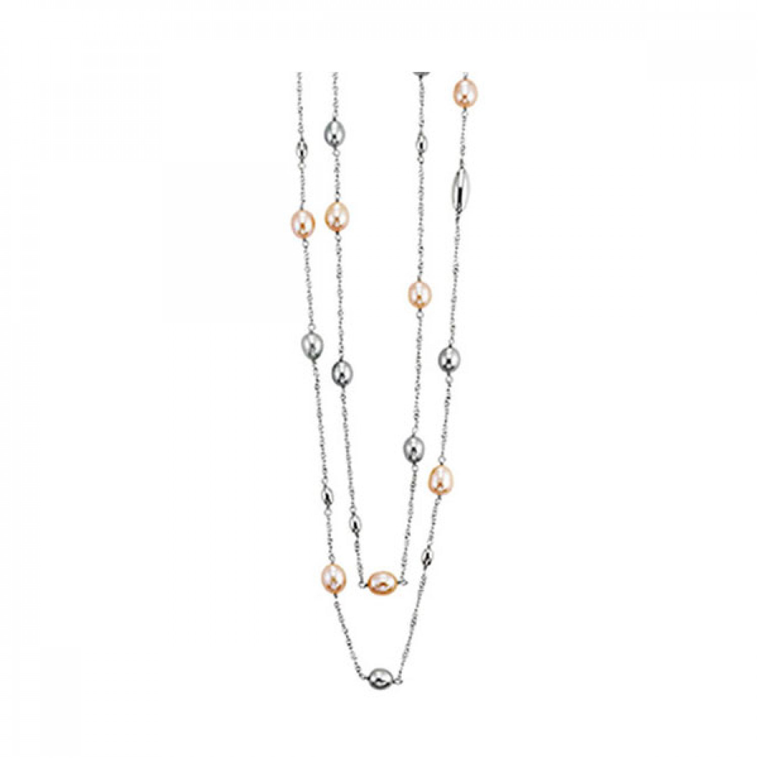 Sterling Silver Multi Freshwater Pearl Double Strand Necklace