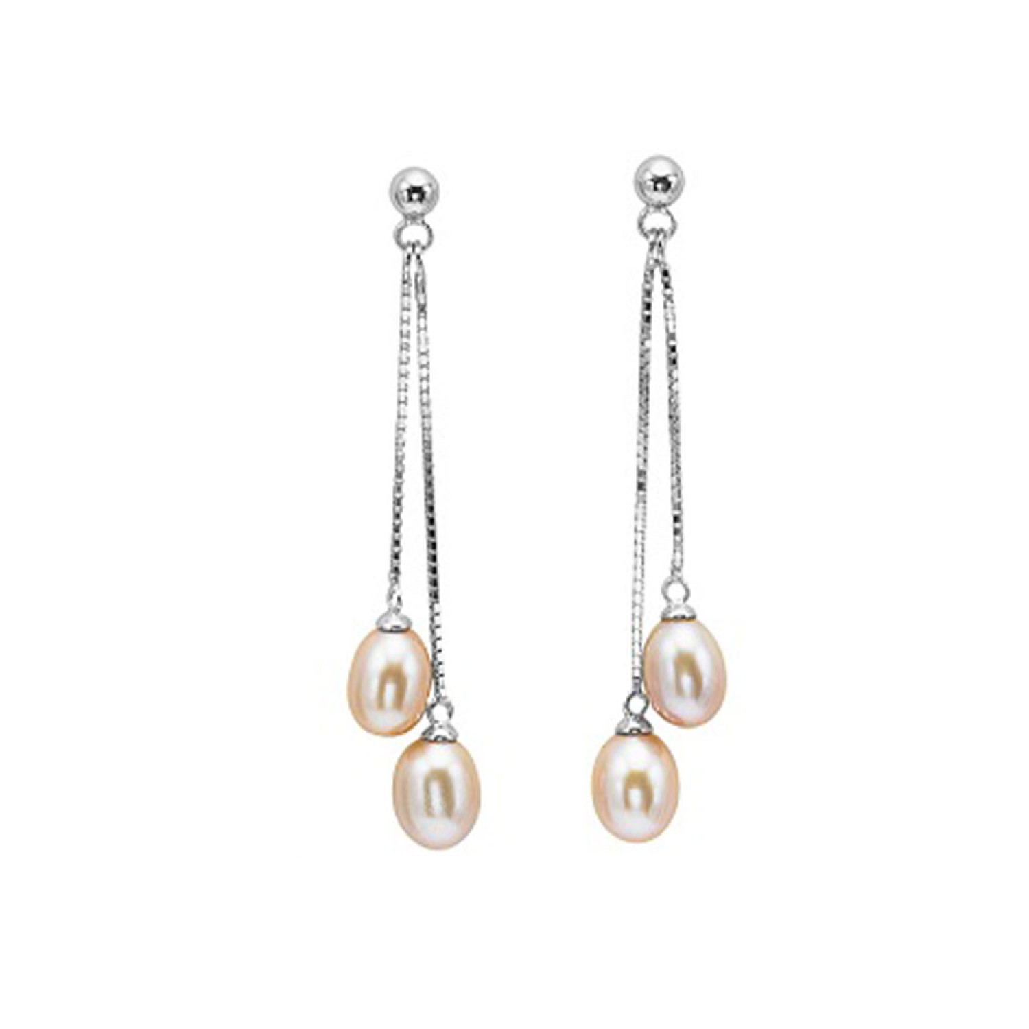 Sterling Silver Freshwater Pearl Double Dangle Earrings