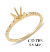 14KT Semi Wedding Setting of .60 CT Round Brilliant Center Stone