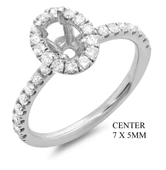 14KT Semi Wedding Set for 1.00 Carat Oval Diamond
