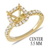 14KT Semi Wedding Set for 1.50 Cushion Cut Diamond