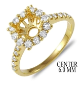 14KT Semi Wedding Set for 2.00 Carat Cushion Cut Diamond
