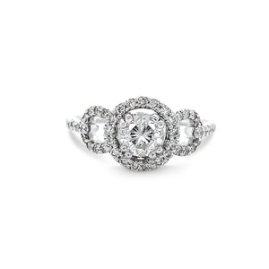 14 Karat White Gold 1.05 Total Weight Round Diamond Pave Circle Wedding Ring