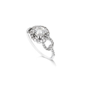 14 Karat White Gold 1.05 Total Weight Round Diamond Pave Circle Wedding Ring