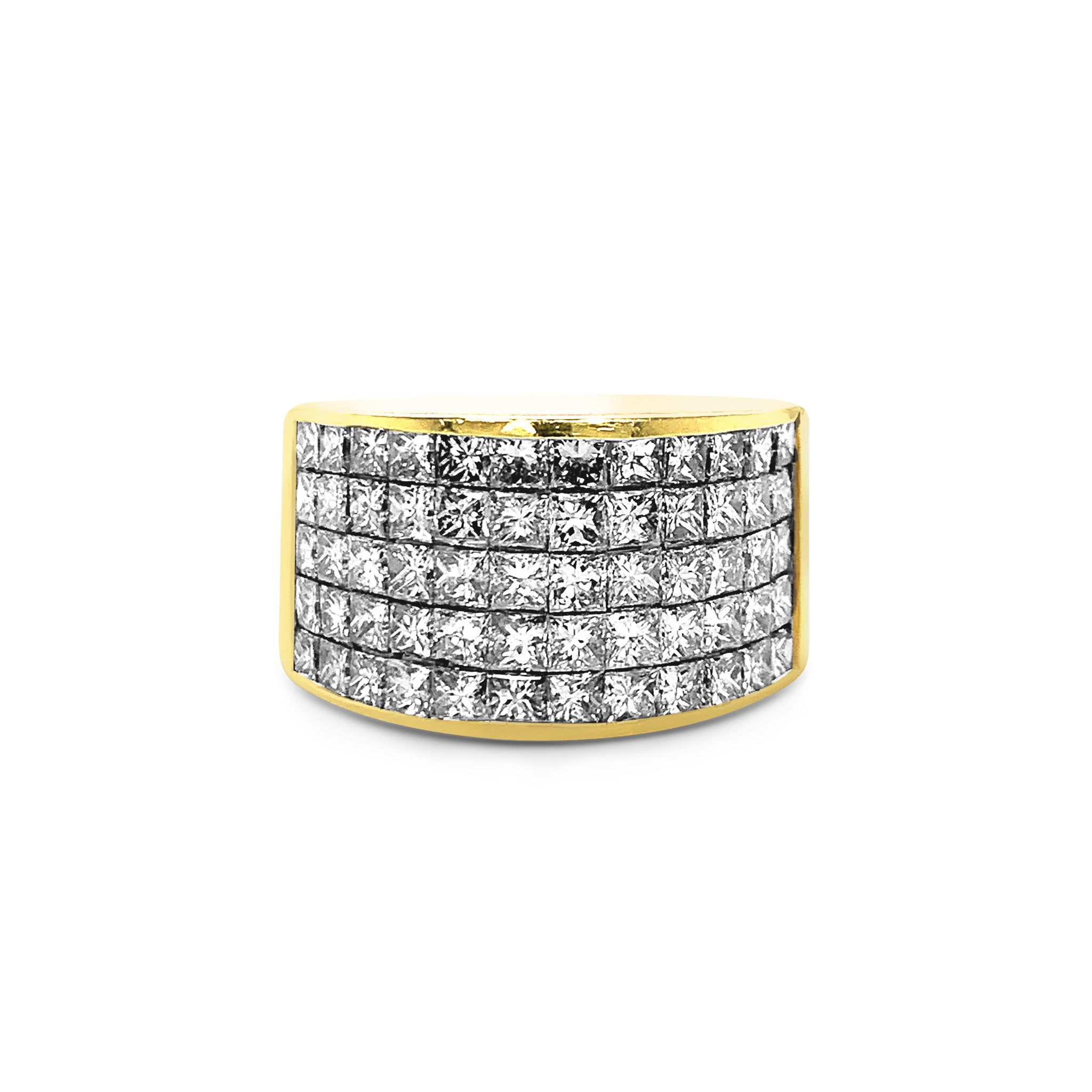 18 Karat Yellow Gold 3.50 Total Carat Weight Princess Cut Diamond Ring