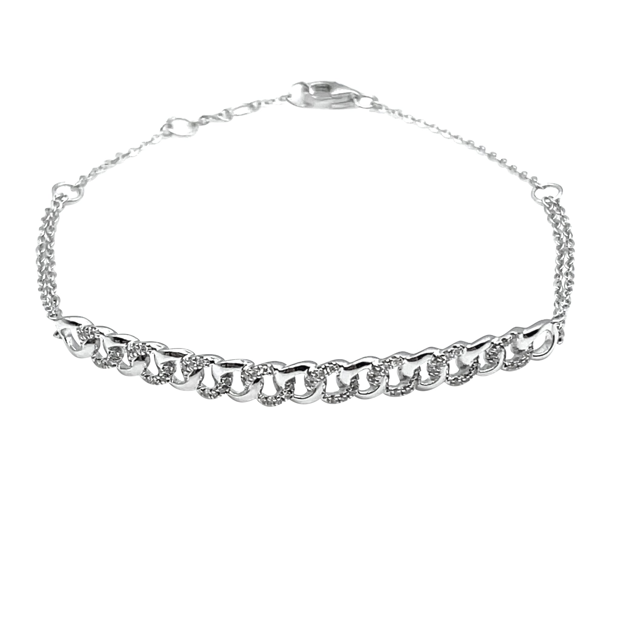 Pave Curb Link Lady's Adjustable Bracelet