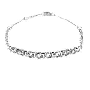 Pave Curb Link Lady's Adjustable Bracelet