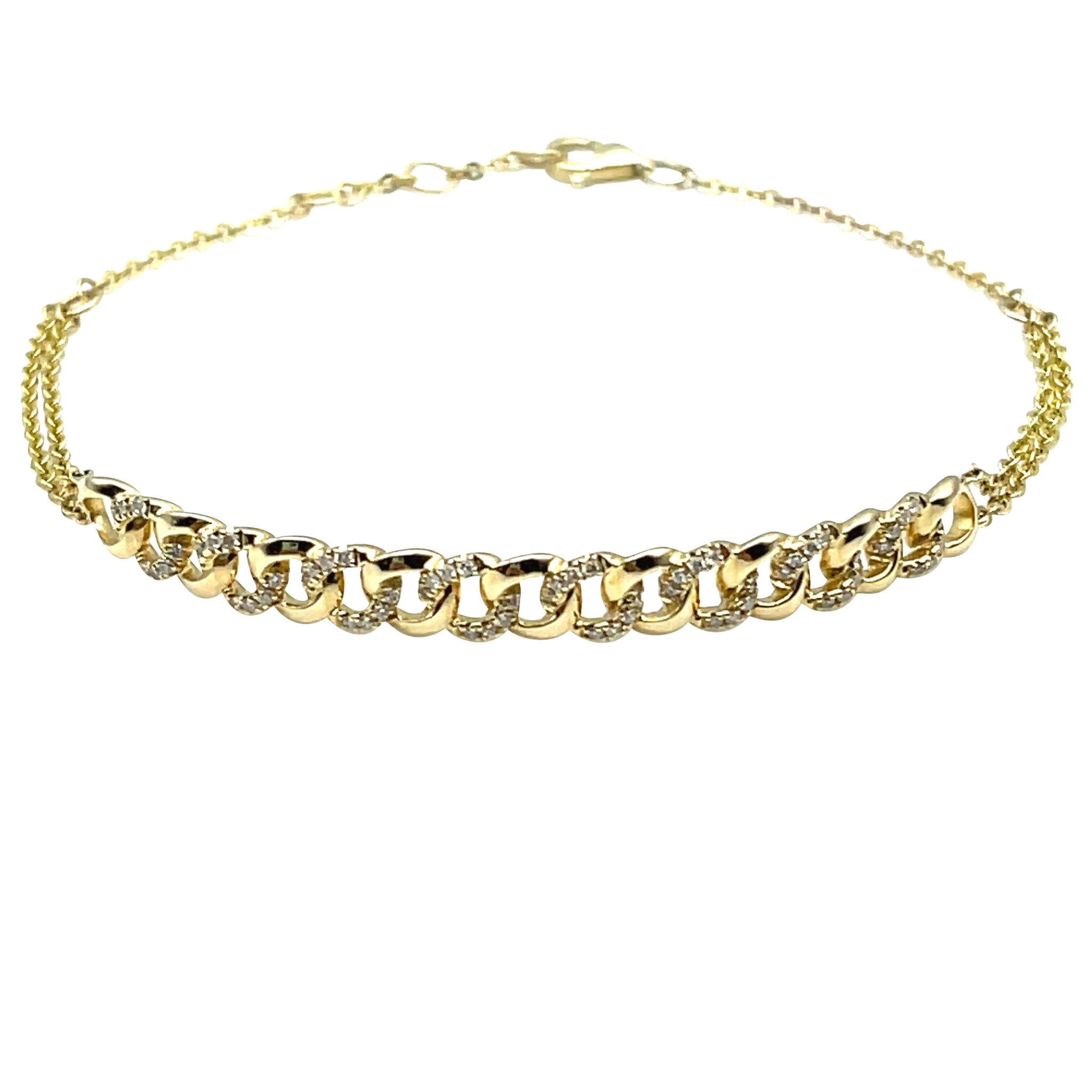 Diamond Pave Curb Link  Adjustable Lady's Bracelet