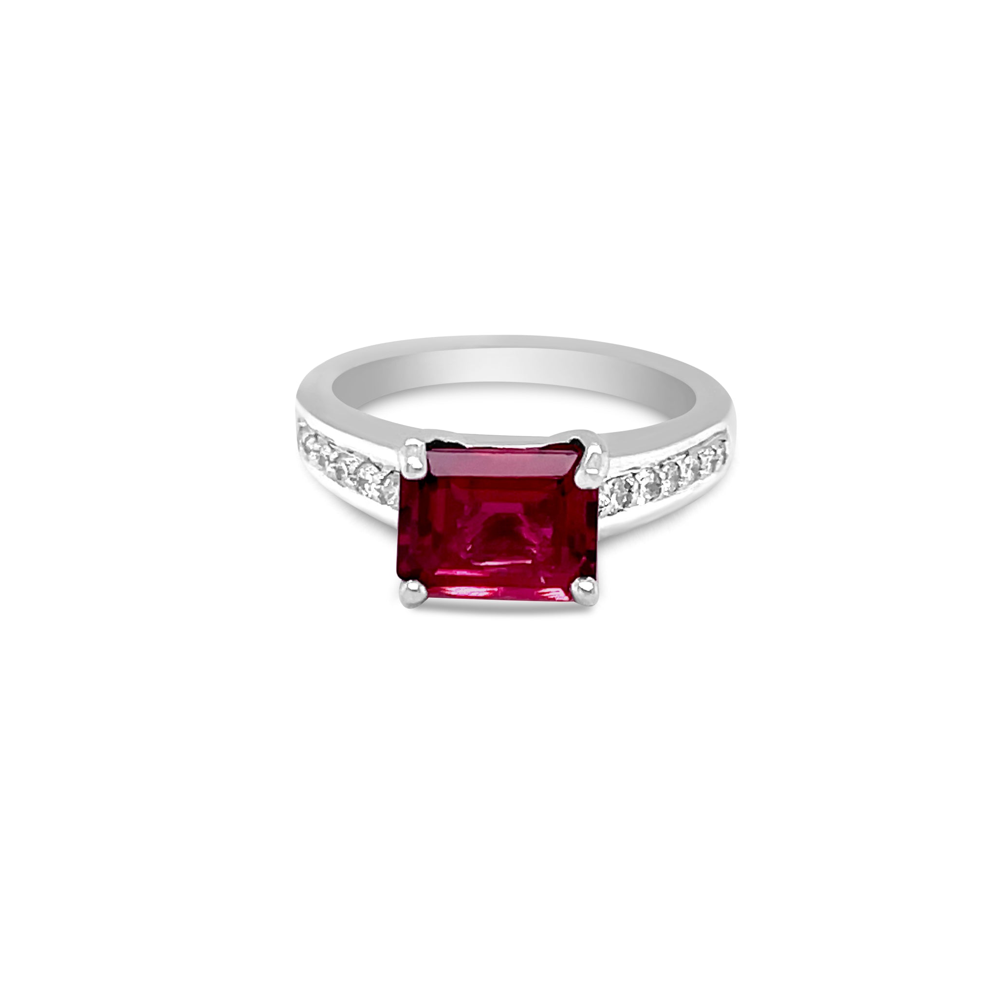 Platinum Lady's Rubellite and Diamond Ring