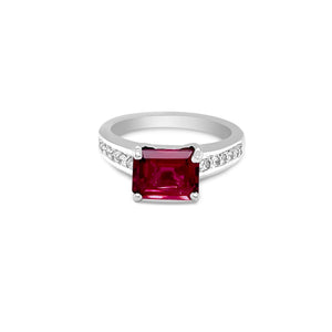 Platinum Lady's Rubellite and Diamond Ring