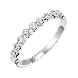 14KT White Gold Bezel Set Round Brilliant Diamond Stackable Band