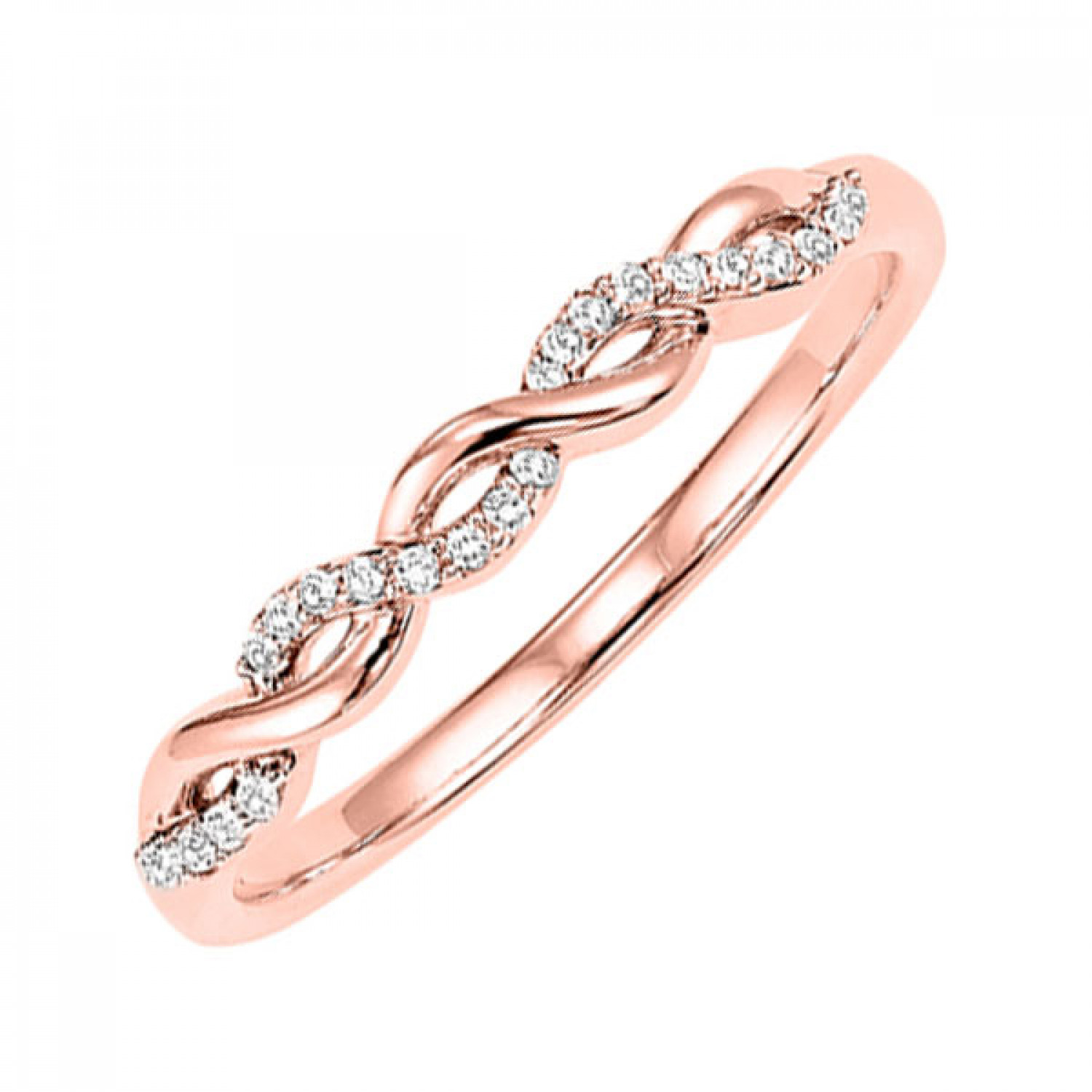 Twisted Rose Gold and Diamond Stackable Ring