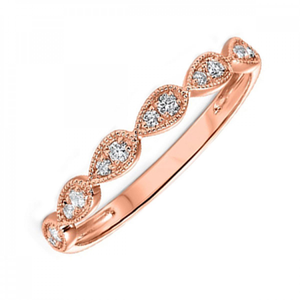 14KT Rose Gold Round Brilliant Diamond Stackable Ring - 1/6 CTW