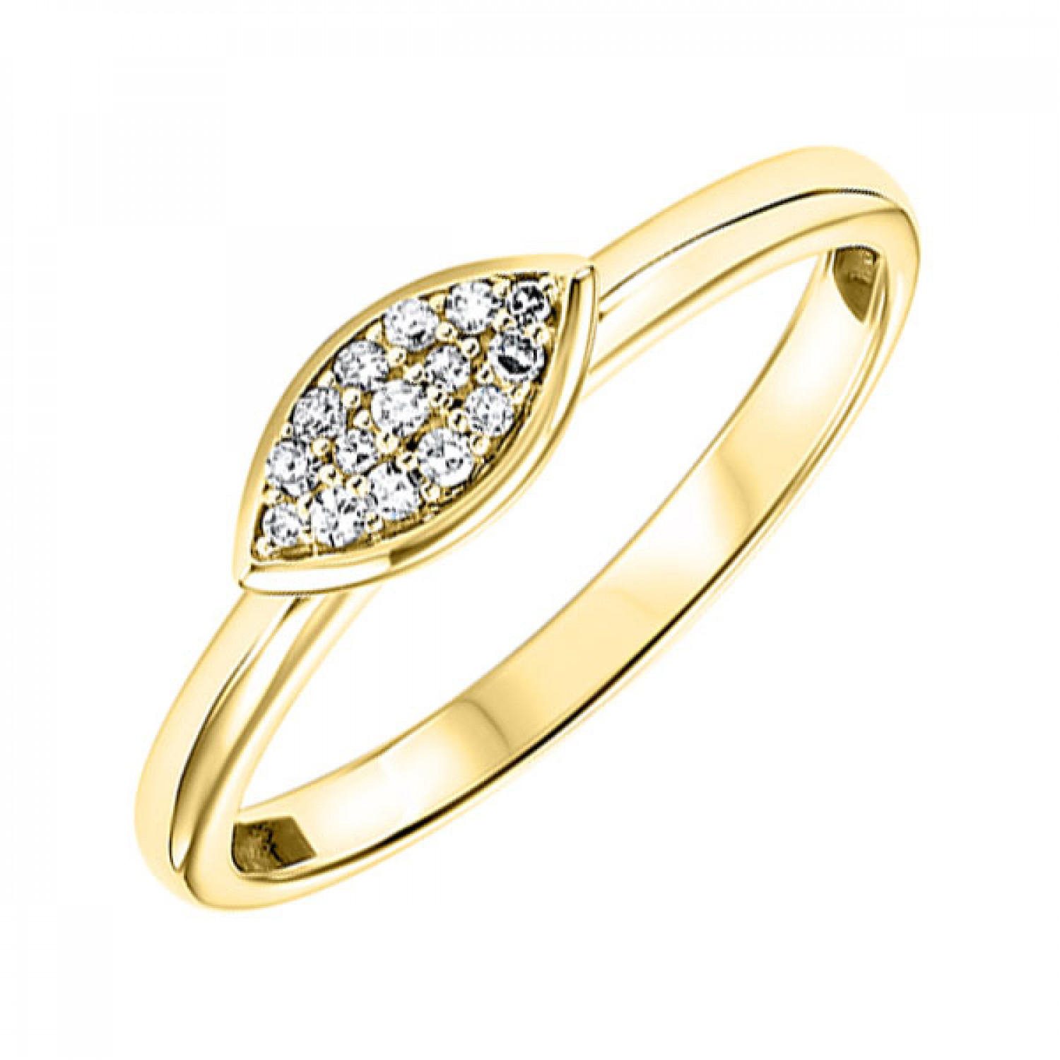 14KT Yellow Gold Round Brilliant Diamond Fashion Ring - 1/10 CTW