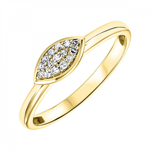 14KT Yellow Gold Round Brilliant Diamond Fashion Ring - 1/10 CTW