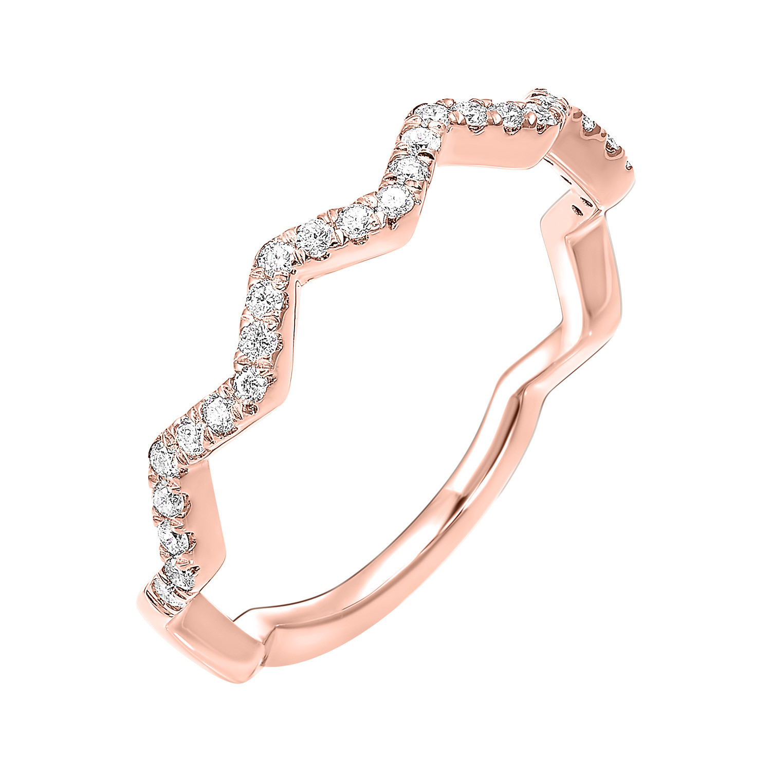 14KT Rose Gold Zig-Zag Diamond Stackable Ring - 1/5 CTW