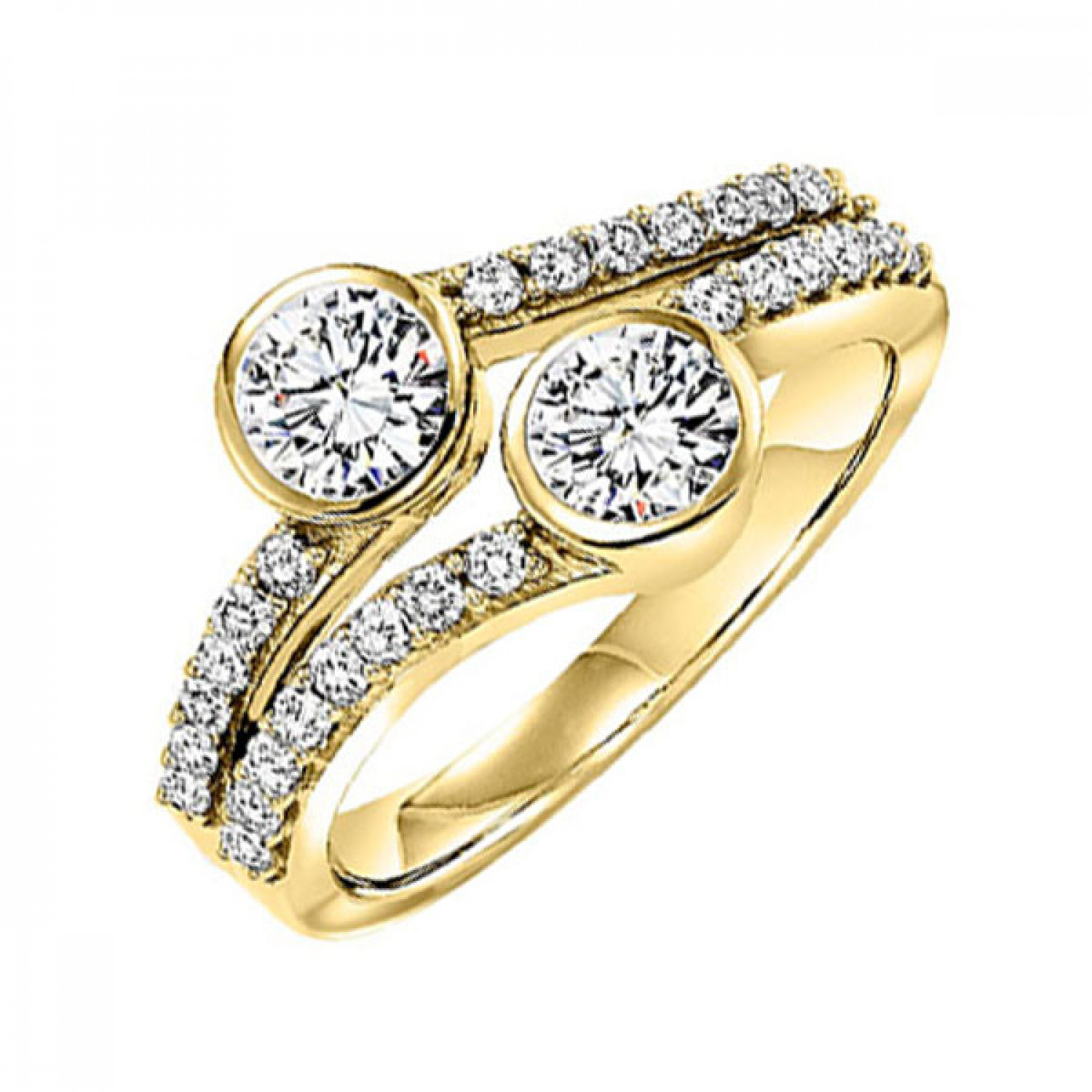 14KT Yellow Gold "You & Me" Diamond Ring