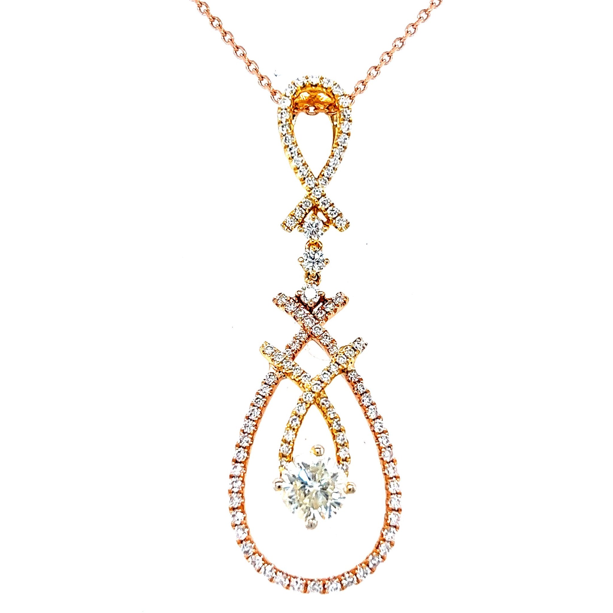 18KT Two Tone Yellow & Rose Gold Diamond Fashion Pendant