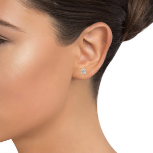 14 Karat Princess Cut Diamond Stud Earrings