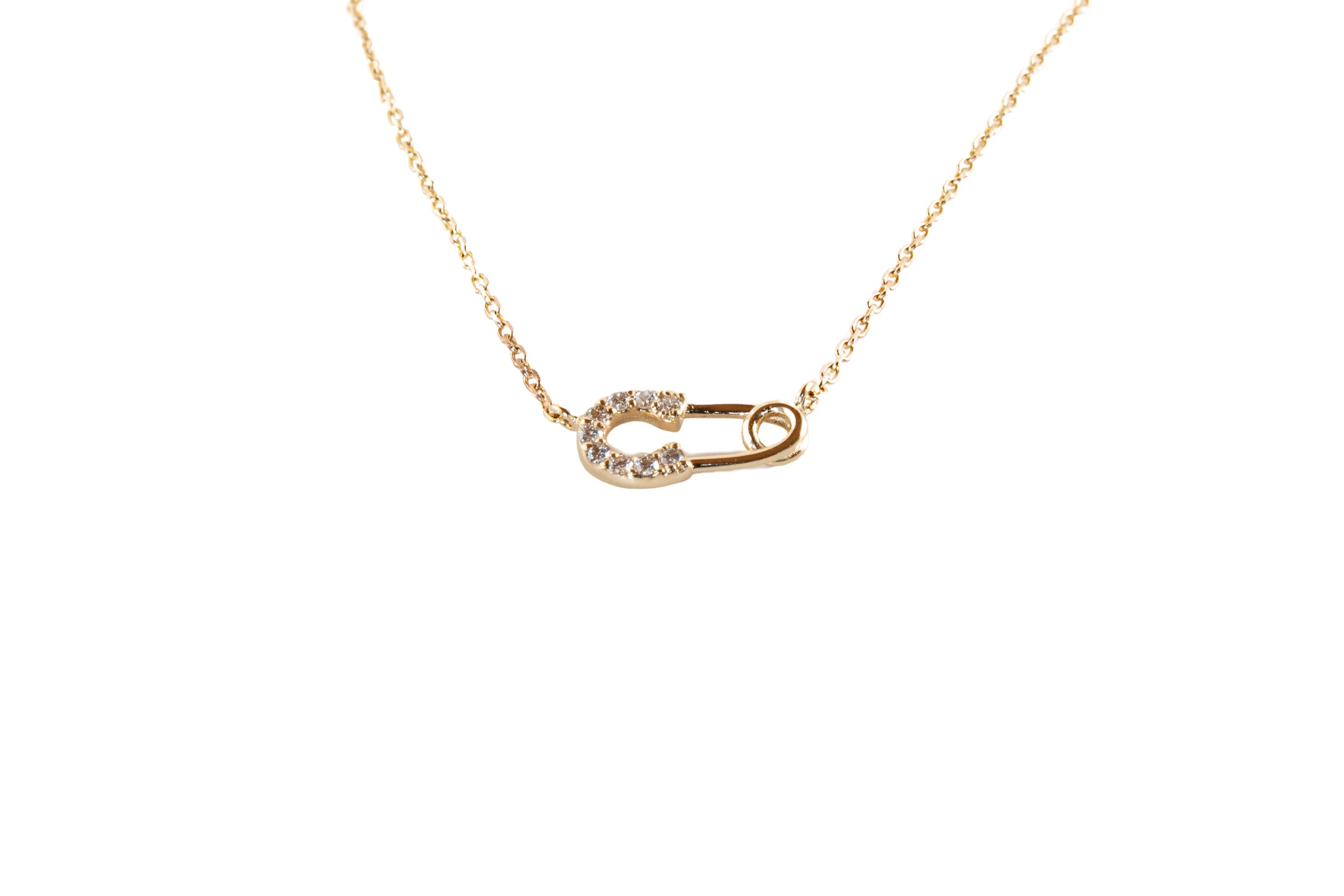 Diamond Safety Pin Necklace